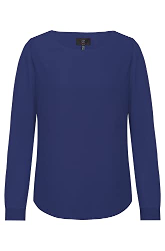 Greiff Chiffon Damen Chiffon-Bluse Langarm Rundhals Regular Marine 50 von GREIFF