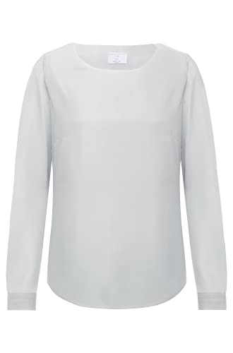 Greiff Chiffon Damen Chiffon-Bluse Langarm Rundhals Regular Silbergrau 38 von GREIFF