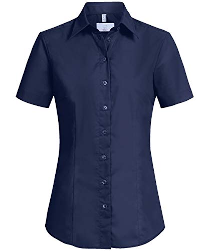 GREIFF Größe 44 Corporate Wear Basic Damen Bluse Halbarm Regular Fit Marine Blau Modell 6522 von GREIFF