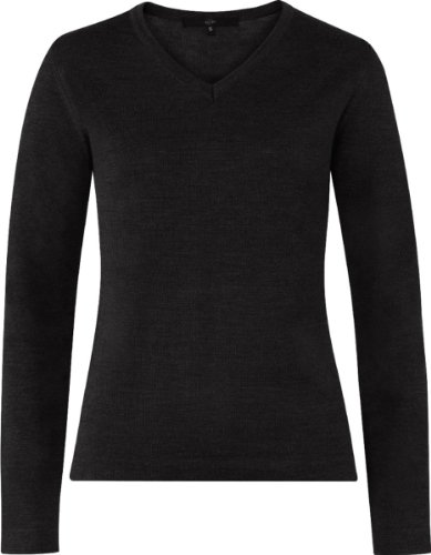 Greiff Corporate Wear STRICK Damen Strickpullover Langarm V-Neck Regular Fit Schurwollmix mulesingfrei OEKO TEX® Schwarz XXL von GREIFF
