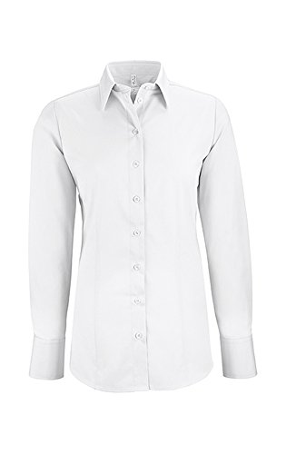 Greiff Größe 38 Corporate Wear Basic Damen Bluse Langarm Regular Fit Weiß Modell 6515 von GREIFF