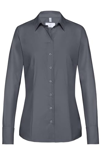 GREIFF Größe 40 Corporate Wear Basic Damen Bluse Langarm Regular Fit Anthrazit Modell 6515 von GREIFF
