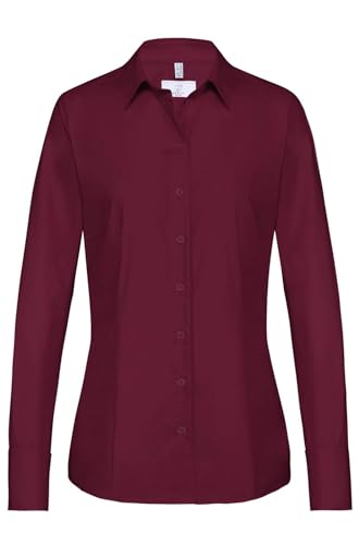 GREIFF Größe 42 Corporate Wear Basic Damen Bluse Langarm Regular Fit Bordeaux Modell 6515 von GREIFF