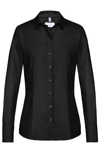 GREIFF Größe 44 Corporate Wear Basic Damen Bluse Langarm Regular Fit Schwarz Modell 6515 von GREIFF