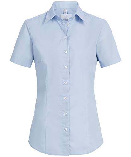 Greiff Größe 46 Corporate Wear Basic Damen Bluse Halbarm Regular Fit Hellblau Modell 6516 von GREIFF