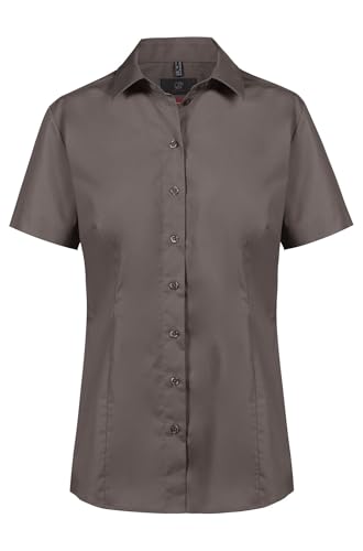 Greiff Essentials Basic Damen Bluse Kurzarm Kent Regular-Fit Taupe 44 von GREIFF