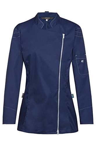 Greiff Gastro Moda Damen Cuisine Premium Kochjacke Stehkragen Reißverschluss Regular Fit Baumwollmix Oeko-TEX® Dunkelblau M von Greiff