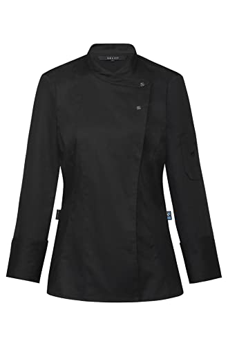 Greiff Gastro Moda Damen Cuisine Premium Kochjacke mit Jersey-Rücken Regular Fit Schwarz Modell 5422 Größe L von GREIFF
