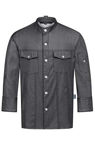 Greiff Gastro Moda Herren Cuisine Kochjacke Jeansjackenstyle Stehkragen Druckknöpfe Regular Fit Baumwollmix Stretch Oeko TEX® Denimlook Anthrazit M von GREIFF