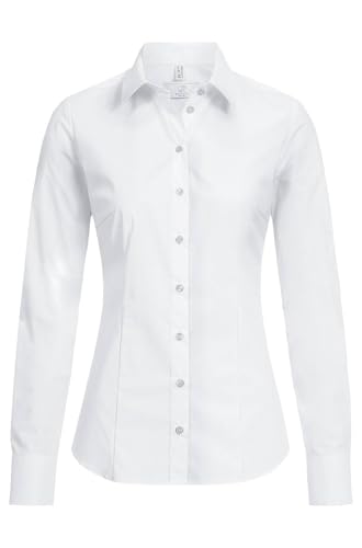 GREIFF Größe 38 Corporate Wear Basic Damen Bluse Lamgarm Slim Fit Kent Kragen Weiß Modell 6510 von GREIFF