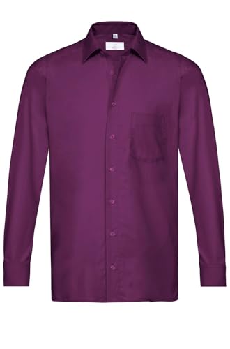 Greiff Größe 39/40 Corporate Wear Basic Herren Hemd Regular Fit Langarm Brombeere Modell 6665 von GREIFF