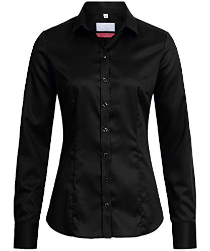 Greiff Größe 40 Corporate Wear Premium Damen Bluse Lamgarm Slim Fit Schwarz Modell 6560 1200 von GREIFF