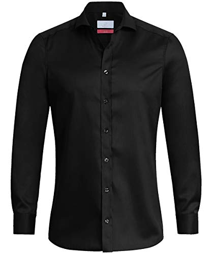 Greiff Größe 41/42 Corporate Wear Premium Herren Hemd Slim Fit Langarm Schwarz Modell 6763 von GREIFF
