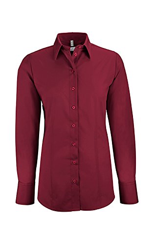 Greiff Größe 46 Corporate Wear Basic Damen Bluse Langarm Regular Fit Bordeaux Modell 6515 von GREIFF