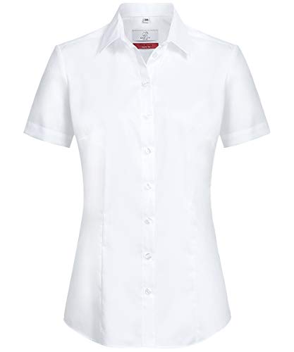 Greiff Größe 48 Corporate Wear Premium Damen Bluse Kurzarm Regular Fit Weiss Modell 6563 1207 von GREIFF