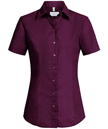 Greiff Größe 52 Corporate Wear Basic Damen Bluse Halbarm Regular Fit Brombeere Modell 6516 von GREIFF