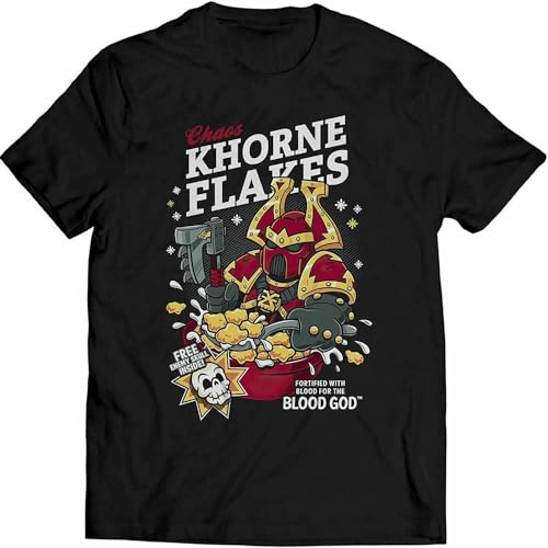GRENCODE Chaos Khorne Flakes Fortified with Blood for The Blood God Funny T Shirt Black L von GRENCODE
