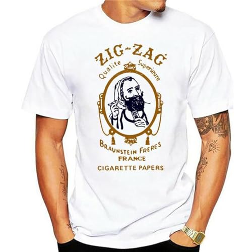 Zig Zag Joint Cigarette Rolling Paper Weed Stoner Drugs Retro Vintage T Shirt T Shirt Summer Winter Famous Clothing Coat Tops White L von GRENCODE