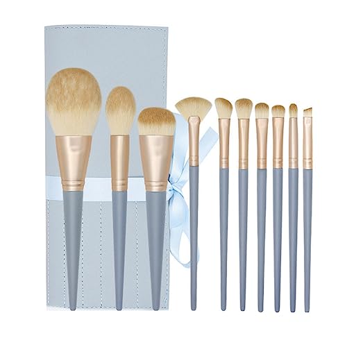 GREOHNMPAW 10-Teiliges Blaues Lidschatten-Make-Up-Pinsel-Set, Concealer, Rouge, Nylon-Make-Up-Pinsel, Beauty-Tools von GREOHNMPAW
