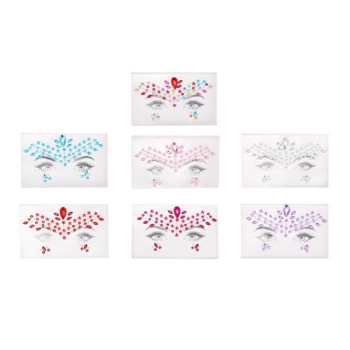 GREOHNMPAW 7 Stück Selbstklebende Aufkleber, Glitzernde Juwelen-Kristallaufkleber für Basteln, für Gesichts-Make-Up-Festivals von GREOHNMPAW