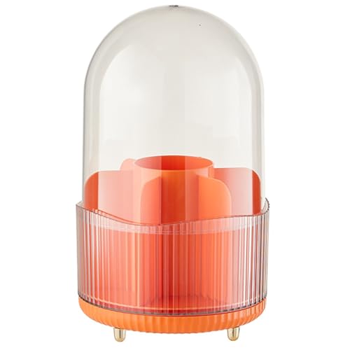 GREOHNMPAW Make-Up-Pinselhalter-Organizer mit Deckel, Um 360° Drehbarer Make-Up-Pinsel-Organizer, Make-Up-Organizer mit 7 Fächern für Den Schminktisch, Schreibtisch Ca. 15 X 25 cm A von GREOHNMPAW