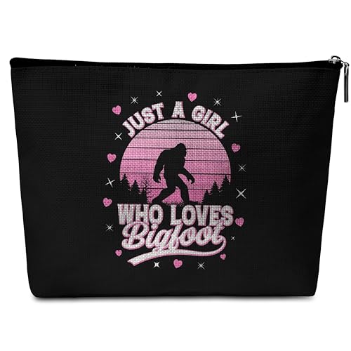 GREOXG Schwarze Make-up-Tasche, Weiss/opulenter Garten, Just a Girl Who Loves Bigfoot von GREOXG