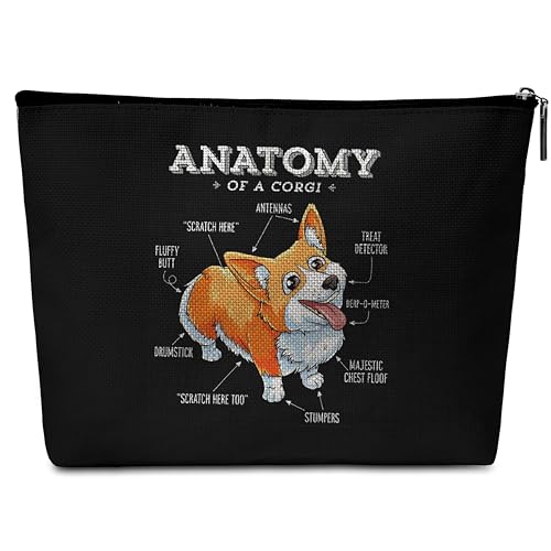 Corgi Liebhaber-Geschenke, Anatomie eines Corgi Make-up-Tasche, Corgi schwarze Reisetasche, Geburtstagsgeschenk für Corgi-Liebhaber, Frau, Mädchen, Schwestern, Mutter, Tochter, von GREOXG