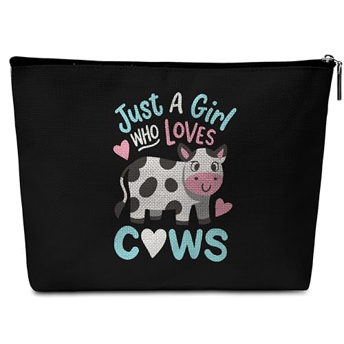 GREOXG Make-up-Tasche, Weiss/opulenter Garten, Just a Girl Who Loves Cows von GREOXG