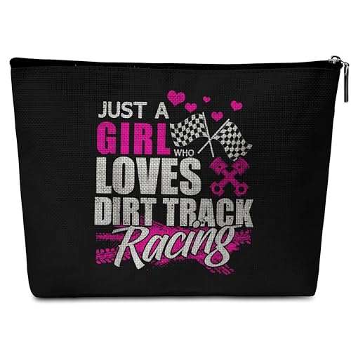 GREOXG Schwarze Make-up-Tasche, Weiss/opulenter Garten, Just a Girl Who Loves Racing von GREOXG