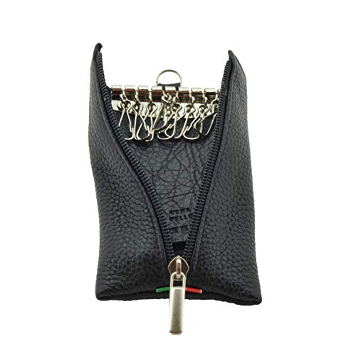 GRESEL Schlüsselanhänger aus echtem Leder mit zentralem Reißverschluss, Made in Italy, für Herren und Damen von GRESEL