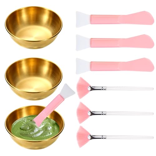 Gesichtsschalen, Ästhetiker, Gesichtsschale und Pinsel-Set, Kosmetikerschalen, Zubehör, Gesichtsmischschüsseln für Frauen, Gesichtsmaske, Mischset (9 Stück) von GRETJOB