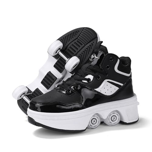 2-in 1 Roller Skates and Trainers, Multi-Purpose Shoes with Wheels, Adjustable Quad Roller Skate Boots,42 von GRFIT