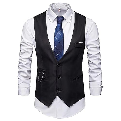 Anzüge Sakkos Westen Mode Große Herren Anzug Weste Casual Business Professionelles Formales Kleid Brautkleid Weste 5Xl Schwarz von GRFIT