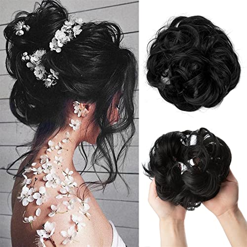 Brötchen Haarteil 1 STÜCK Synthetische Haarknotenverlängerungen Messy Curly Elastische Haargummis Haarteile Synthetische Chignon Donut Hochsteckfrisur Haarteile for Frauen Brötchen Haarteil (Size : T von GRFIT