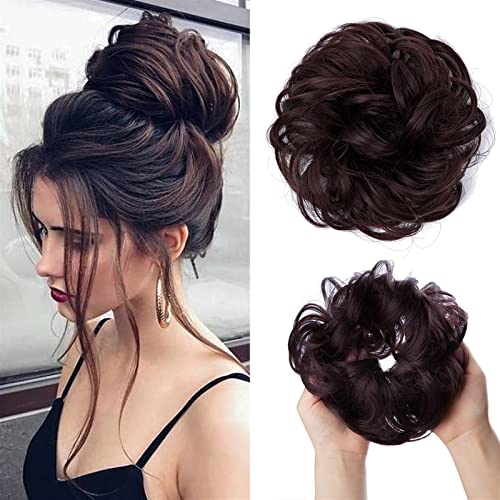 Brötchen Haarteil 1 STÜCK Synthetische Haarknotenverlängerungen Messy Curly Elastische Haargummis Haarteile Synthetische Chignon Donut Hochsteckfrisur Haarteile for Frauen Brötchen Haarteil (Size : T von GRFIT