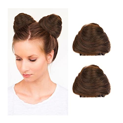 Brötchen Haarteil 2 Stück Donut-Chignon-Kunsthaarteile, Dutt-Verlängerung, Mini-Klauen-Clip in unordentlicher Haar-Dutt-Verlängerung, Perücke, Zubehör for Frauen und Mädchen, Katzenohren-Haar Brötchen von GRFIT