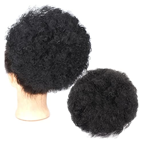 Brötchen Haarteil Afro Puff Pferdeschwanzverlängerung mit Kordelzug for schwarze Frauen, kurze Kinkys lockige synthetische Afro Chignon Haarteile Haarverlängerungen Brötchen Haarteil (Color : 12inch von GRFIT