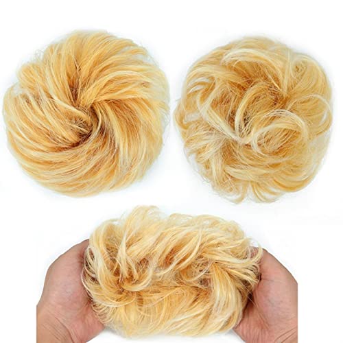 Brötchen Haarteil Elastisches Band mit Haar Messy Bun Mode Mädchen Curly Scrunchie Chignon mit elastischem Band Haarteile Donut for Frauen Brötchen Haarteil (Color : 144T613) von GRFIT