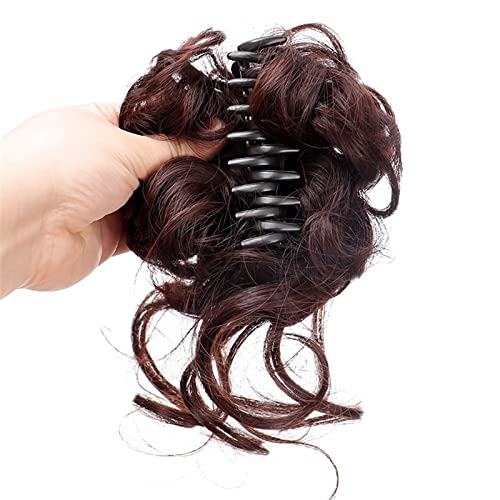 Brötchen Haarteil Synthetische Haarspange Unordentliches Lockiges Haar Perücken, Frauen Brötchen Klaue Verlängerung Chignon Haarteil for Frauen Kunsthaar Brötchen Haarteil (Color : 1Pcs-02) von GRFIT