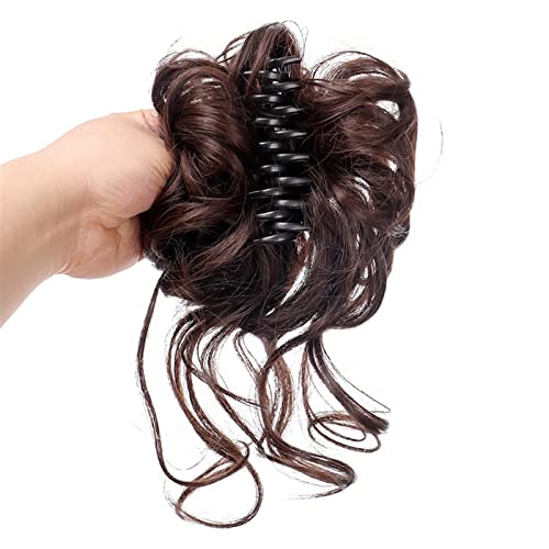 Brötchen Haarteil Synthetische Haarspange Unordentliches Lockiges Haar Perücken, Frauen Brötchen Klaue Verlängerung Chignon Haarteil for Frauen Kunsthaar Brötchen Haarteil (Color : 1Pcs-04) von GRFIT