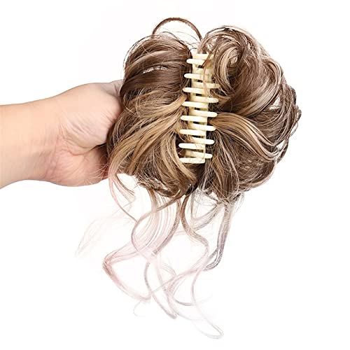 Brötchen Haarteil Synthetische Haarspange Unordentliches Lockiges Haar Perücken, Frauen Brötchen Klaue Verlängerung Chignon Haarteil for Frauen Kunsthaar Brötchen Haarteil (Color : 1Pcs-06) von GRFIT