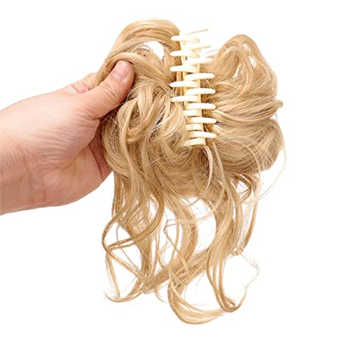 Brötchen Haarteil Synthetische Haarspange Unordentliches Lockiges Haar Perücken, Frauen Brötchen Klaue Verlängerung Chignon Haarteil for Frauen Kunsthaar Brötchen Haarteil (Color : 1Pcs-07) von GRFIT