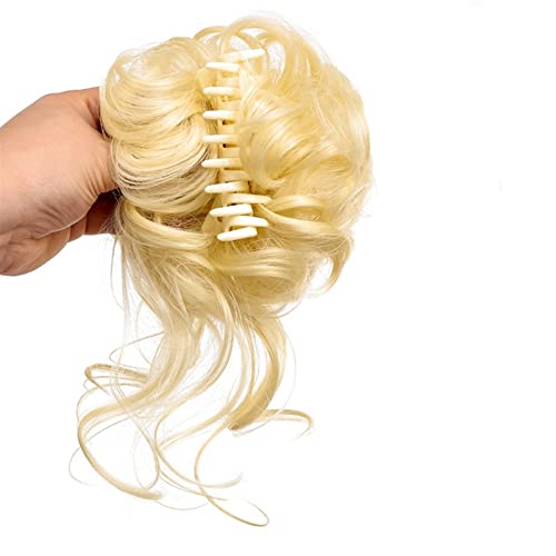 Brötchen Haarteil Synthetische Haarspange Unordentliches Lockiges Haar Perücken, Frauen Brötchen Klaue Verlängerung Chignon Haarteil for Frauen Kunsthaar Brötchen Haarteil (Color : 1Pcs-09) von GRFIT