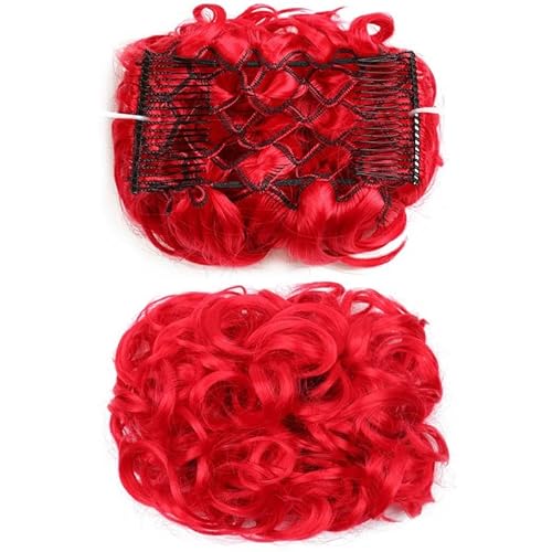 Brötchen Haarteil Verlängerungs-Chignon-Teller-Tablett, Pferdeschwanz-Haarteile for Frauen, unordentlicher Dutt, Scrunchie-Haarteil, synthetische Hochsteckfrisur, lockiges Haar, Dutt-Verlängerungskamm von GRFIT