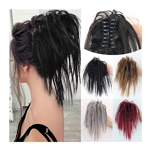 Bun Haarteile Unordentlicher Dutt-Haarteil, synthetischer Krallenclip, Haarknoten, gewellt, lockig, Chignon-Haarverlängerungen, Krallenclip, Pferdeschwanz-Haarteile, Haargummi mit Clip for Frauen Unor von GRFIT