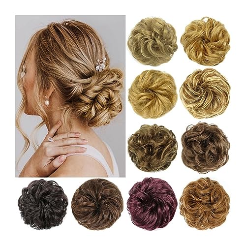 Bun Haarteile Unordentliches Dutt-Haarteil, gewellte, lockige Haargummis, Gummiband, synthetische Chignon-Pferdeschwanz-Haarverlängerungen, dicke Hochsteckfrisur-Haarteile for Frauen Echthaar Haarteil von GRFIT