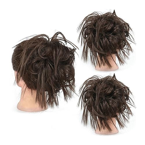 Bun Haarteile Zerzauste Hochsteckfrisur, unordentlicher Dutt, gerade, lockige Mischung, Pferdeschwanz-Extensions, künstliches synthetisches Gummiband, Haargummis, Haarteil for Frauen und Mädchen Echth von GRFIT