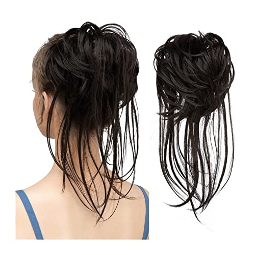 Bun Haarteile Zerzauste Hochsteckfrisur Messy Bun Haarteil Chignon Pferdeschwanz-Verlängerungen mit elastischem Gummiband Curly Scrunchies Pferdeschwanz-Haarteil for Frauen Brötchen-Haarteil (Color : von GRFIT