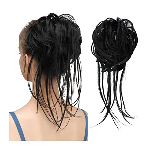 Bun Haarteile Zerzauste Hochsteckfrisur Messy Bun Haarteil Chignon Pferdeschwanz-Verlängerungen mit elastischem Gummiband Curly Scrunchies Pferdeschwanz-Haarteil for Frauen Brötchen-Haarteil (Color : von GRFIT