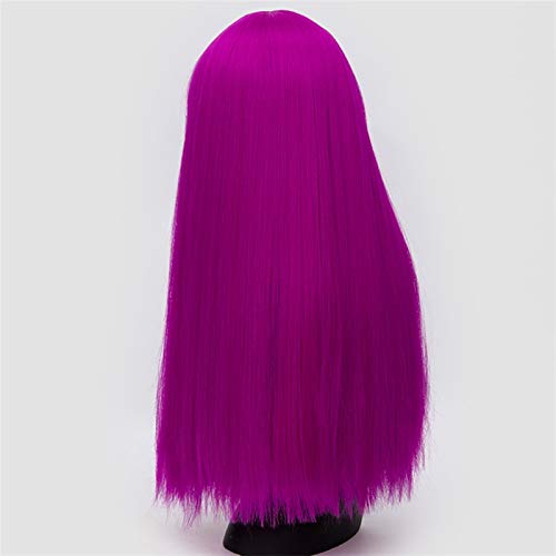 Damen Perücken Cosplay-Perücken for Frauen, 66 cm langes glattes Haar, Schwarz, Weiß, Grün, Rot, Lila, Gold, Braun, Rosa, synthetische Perücke mit Pony Beauty Ladieshair (Color : 5, Size : 26inches von GRFIT